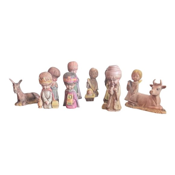 VTG DUNCAN 1980 11 Piece Porcelain Nativity Set Mary Joseph Baby Jesus Christmas - Picture 15 of 15